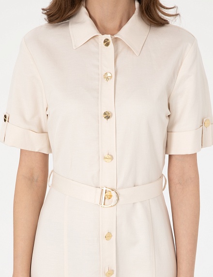 Платье-рубашка миди с добавлением льна - G022SZ0320BOWIE Платье жен. (VR019, 44)