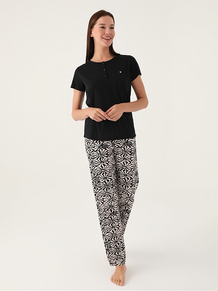 Пижама со штанами и футболкой - G022SZ0HFP028788_IY24 Костюм дом. жен. Бельевое изделие (VR046, S)