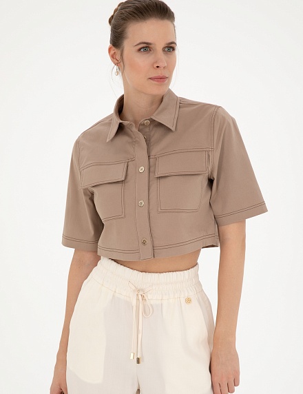 Рубашка с коротким рукавом укороченная - G022SZ0040NELL_G Сорочка жен. (VR011, 38)