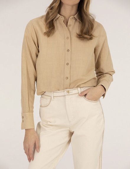 Рубашка из смеси льна и хлопка оверсайз - G022SZ0040KETO Сорочка жен. (VR011, 40)