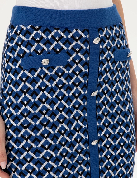 Юбка-карандаш трикотажная с декоративными пуговицами - 