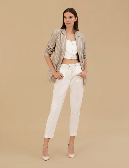 Пиджак в полоску с добавлением льна - G022SZ0020MARINO-C Пиджак жен. (VR011, 34)