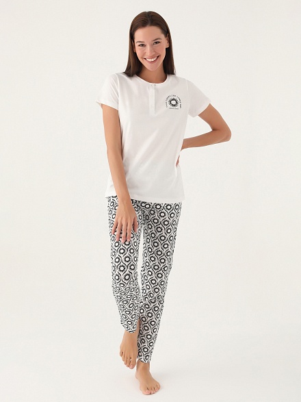 Пижама со штанами и футболкой - G022SZ0HFP028785_IY24 Костюм дом. жен. Бельевое изделие (VR071, S)