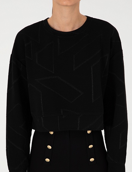 Свитшот укороченный с геометрическим узором - G022SZ0820JAYNE_S Толстовка жен. (VR046, M)