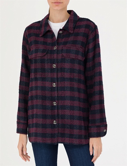 Рубашка теплая в клетку прямого кроя - G022SZ0040FLORAL Сорочка жен. (VR033, 34)