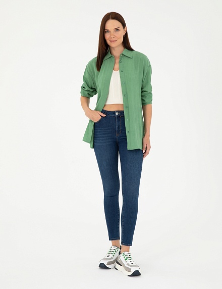 Рубашка из жатой ткани удлиненная - G022SZ0040NOVA Сорочка жен. (VR054, 34)