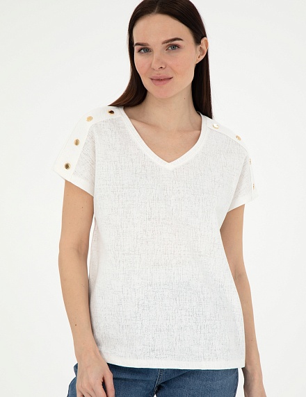 Футболка с V-образным вырезом - G022SZ0110GEBI_25Y Футболка жен. (VR019, 2XS)
