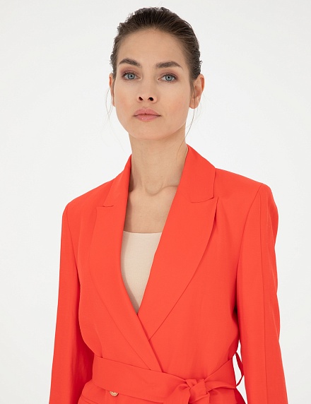 Пиджак двубортный с добавлением льна - G022SZ0020CLAY_C Пиджак жен. (VR239, 34)