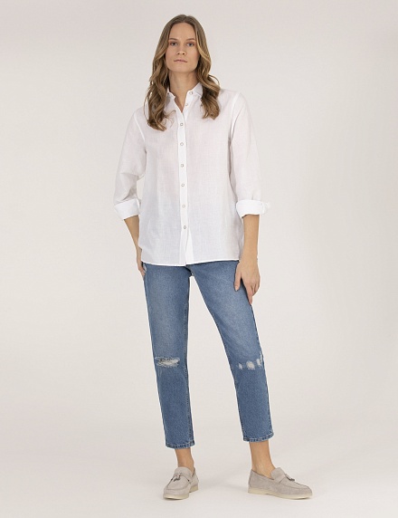 Рубашка из смеси льна и хлопка оверсайз - G022SZ0040KETO Сорочка жен. (VR013, 40)