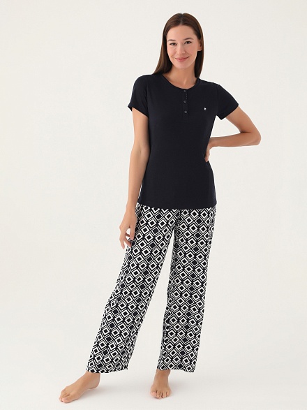 Пижама со штанами и футболкой - G022SZ0HFP028838_IY24 Костюм дом. жен. Бельевое изделие (VR033, XL)