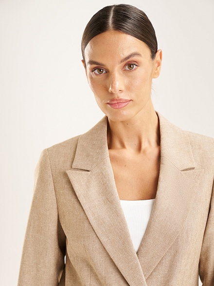 Пиджак двубортный с добавлением льна - G022SZ0020C_GRATA_R Пиджак жен. (VR015, 34)