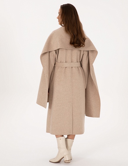 Пальто с несъемным шарфом из смесовой шерсти - G022SZ0KS0BENAL Пальто жен. (VR156, 34)