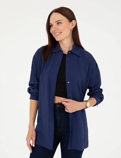 Рубашка из жатой ткани удлиненная - G022SZ0040NOVA Сорочка жен. (VR033, 36)