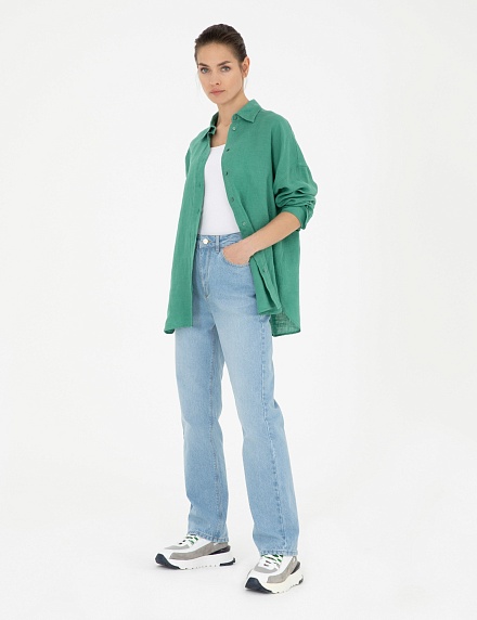 Рубашка из смеси льна и хлопка оверсайз - G022SZ0040KETO Сорочка жен. (VR054, 42)