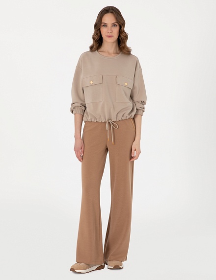 Свитшот с кулиской по низу - G022SZ0820BEPLA_S Толстовка жен. (VR085, XS)