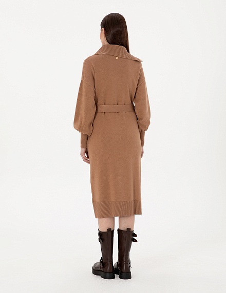 Платье миди трикотажное с поясом - G022SZ0TE0MEA Платье жен. (VR015, M)