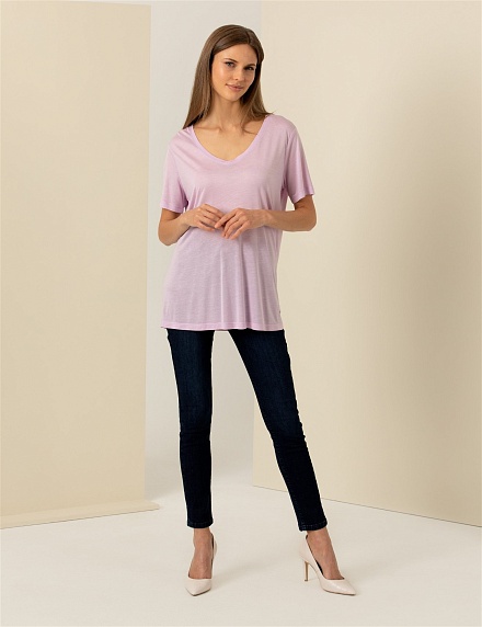 Футболка с V-образным вырезом - G022SZ0110GIOSETTA Футболка жен. (VR034, XL)