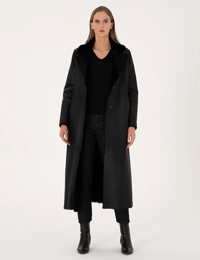 Дубленка двухсторонняя из овчины с поясом - G022SZ0350D_LIVIA_R Куртка кож. жен. (VR046, 34)