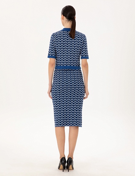 Юбка-карандаш трикотажная с декоративными пуговицами - 