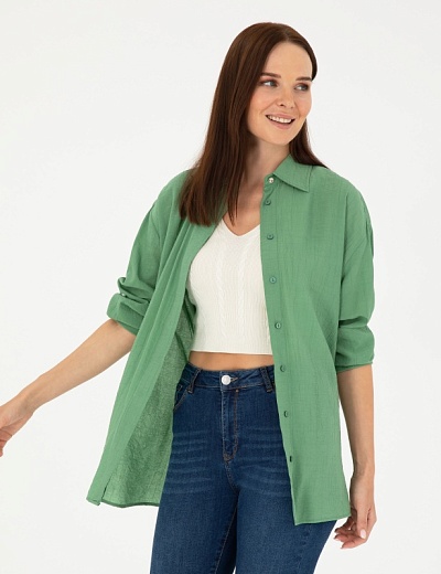 Рубашка из жатой ткани удлиненная - G022SZ0040NOVA Сорочка жен. (VR054, 38)