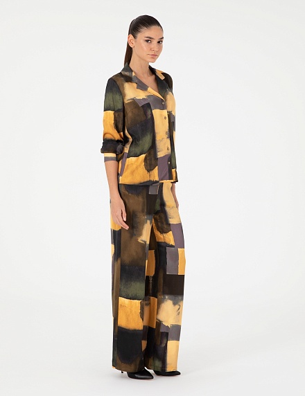 Рубашка с абстрактным принтом прямого кроя - 