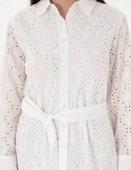 Платье-рубашка макси с перфорированным узором - G022SZ0320LOWEL Платье жен. (VR013, 34)