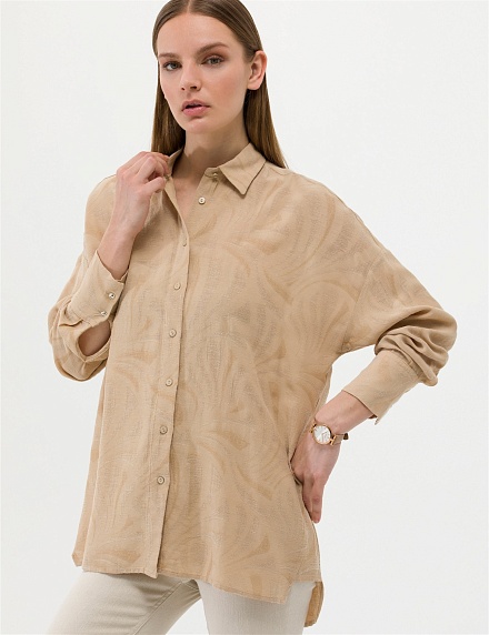 Рубашка с добавлением льна свободная - G022SZ0040HEMDEM Сорочка жен. (VR011, 40)