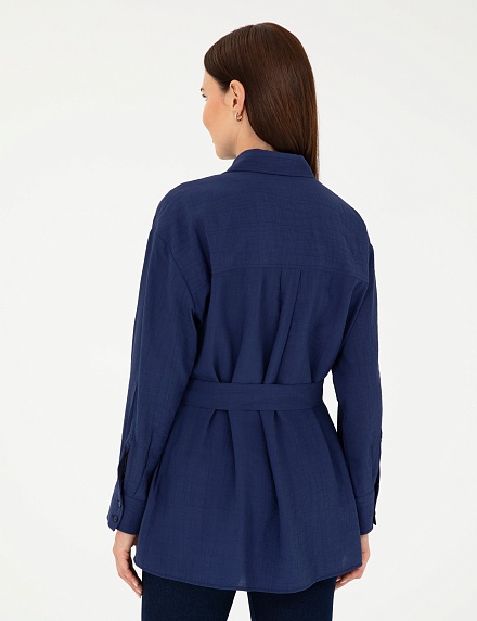 Рубашка из жатой ткани удлиненная - G022SZ0040NOVA Сорочка жен. (VR033, 34)