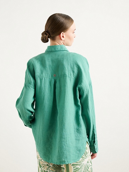 Рубашка из смеси льна и хлопка оверсайз - G022SZ0040KETO Сорочка жен. (VR055, 40)