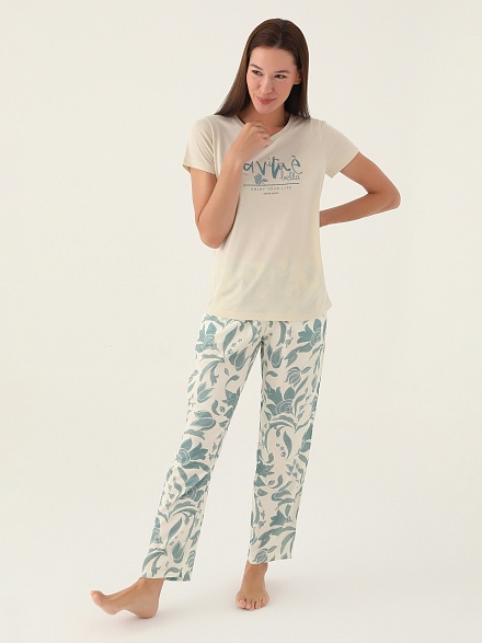Пижама со штанами и футболкой - G022SZ0HFP028825_IY24 Костюм дом. жен. Бельевое изделие (VR019, S)