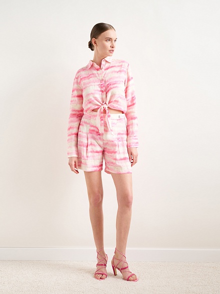 Рубашка льняная с принтом тай-дай - G022SZ0040KTOYO_G Сорочка жен. (VR041, 44)