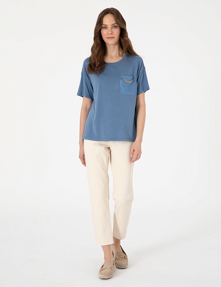 Футболка с декоративным элементом - G022SZ0110ALLI Футболка жен. (VR028, 2XS)