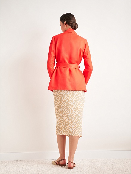 Пиджак двубортный с добавлением льна - G022SZ0020C-CLAY-R Пиджак жен. (VR239, 36)