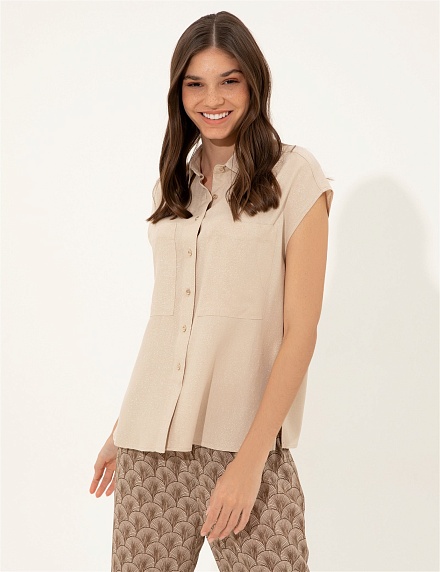 Блузка из вискозы без рукавов с люрексом - G022SZ0040TRESS Сорочка жен. (VR011, 42)