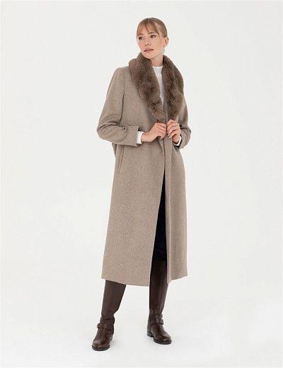 Пальто прямое с поясом на запах - G022SZ0KS0JETLA2 Куртка жен. (VR159, 38)