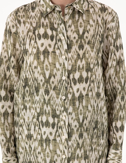 Рубашка льняная с принтом прямого кроя - G022SZ0040LUCIT_G Сорочка жен. (VR027, 34)