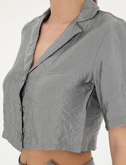 Рубашка укороченная из жатой ткани - G022SZ0040ELEN_G Сорочка жен. (VR024, 36)