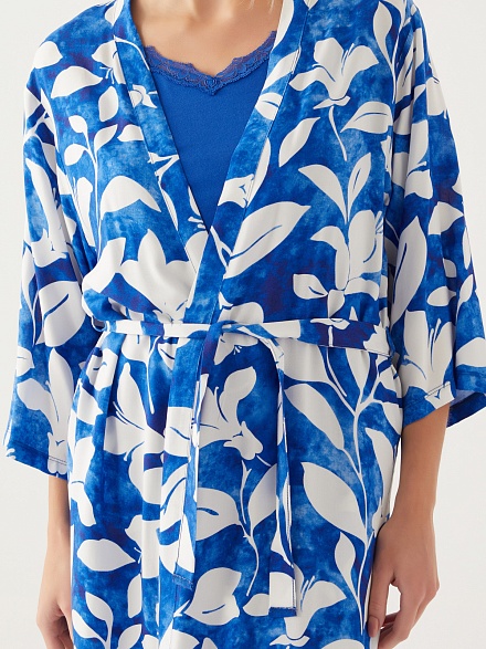 Пижама 3 в 1 со штанами, халатом и топом - G022SZ0HFP028835_IY24 Костюм дом. жен. Бельевое изделие (VR045, M)