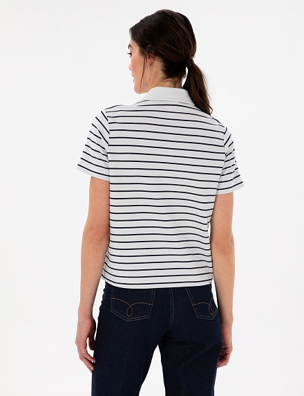 Футболка-поло в полоску свободная - G022SZ0110TAFO Футболка жен. (VR033, XL)