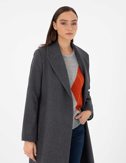 Пальто на запах с добавлением шерсти прямое - G022SZ0KS0JETLA Куртка жен. (VR006, 38)