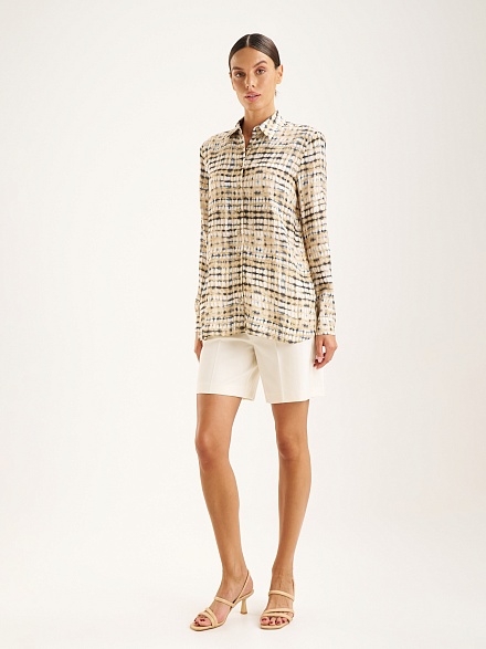 Рубашка с графичным рисунком полуприталенная - G022SZ0040LESA_G Сорочка жен. (VR011, 34)