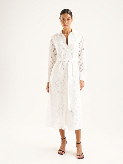 Платье-рубашка макси с перфорированным узором - G022SZ0320LOWEL Платье жен. (VR013, 34)
