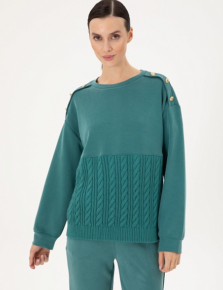 Джемпер комбинированный с декоративными элементами на плечах - G022SZ0820DESRA_S Толстовка жен. (VR079, M)