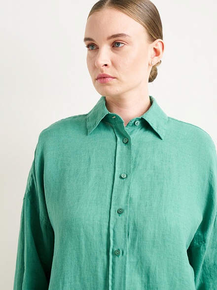 Рубашка из смеси льна и хлопка оверсайз - G022SZ0040KETO Сорочка жен. (VR055, 40)