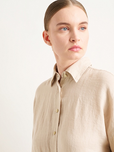 Рубашка из смеси льна и хлопка оверсайз - G022SZ0040KETO Сорочка жен. (VR085, 42)