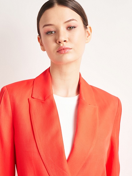 Пиджак двубортный с добавлением льна - G022SZ0020C-CLAY-R Пиджак жен. (VR239, 36)