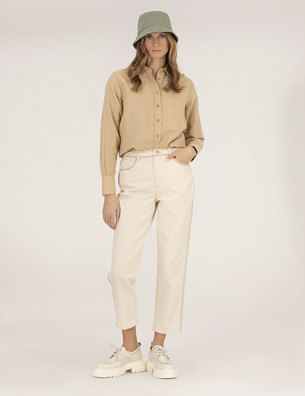 Рубашка из смеси льна и хлопка оверсайз - G022SZ0040KETO Сорочка жен. (VR011, 40)