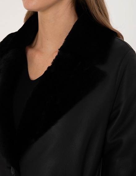 Дубленка двухсторонняя из овчины с поясом - G022SZ0350D_LIVIA_R Куртка кож. жен. (VR046, 36)