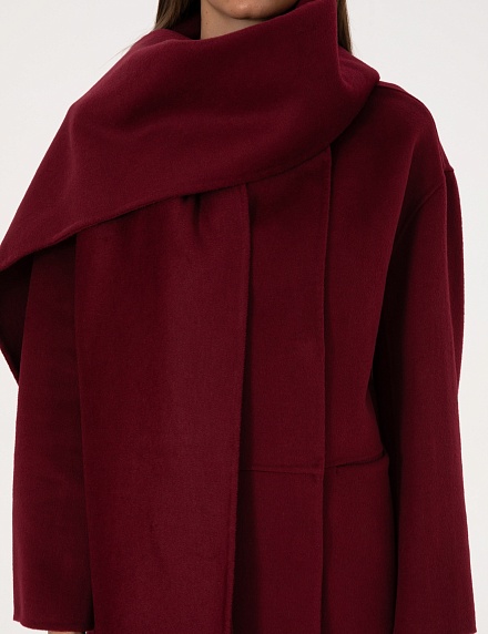 Пальто из шерсти с несъемным шарфом укороченное - G022SZ0KS0LEFT Пальто жен. (VR014, 34)