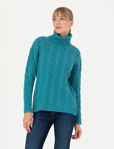 Свитер с узором и декоративными пуговицами - G022SZ0TK0SUDE-23K Кофта жен. (VR102, XS)